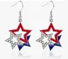 Pendientes Europeos y Americanos Transfronterizos Día de la Independencia Americana Corazón Estrella de Cinco Puntas Nuevas Zapatillas Bandera Rojo Blanco y Azul Pendientes Pendientes