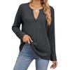 Camiseta informal de manga larga con cuello en V holgado de Amazon Europa y América para mujer, primavera y otoño de 2024, comercio exterior transfronterizo, color liso, disponible para mujer.