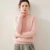 25 nuevos suéteres de cachemira de cuello alto para mujer, con cuello alto, corte holgado, material grueso, color liso simple y diseño de punto pullover