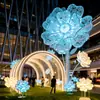 Luzes Móveis em Forma de Flor Oca para Exposições Externas em Praças, Esculturas Iluminadas para Ruas Comerciais, Luzes Grandes para Paisagismo de Praças