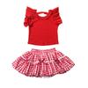 Conjunto de Saia Curta para Meninas Verão 2026 Novo Estilo Dopamina Moda para Crianças Roupas Doces Estilosas para Menininhas Roupa de Verão