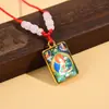 Novo Pingente de Buda Thangka Colar de Vidro Amuleto com Textos Budistas, Joia Retrô Estilo Étnico, Direto da Fábrica
