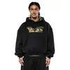 Chegada Nova Outono/Inverno Conjunto de Moletom com Capuz Estampado de Letras Personalizadas Calça Jogger de Perna Larga Reta Camuflado Simples Diário