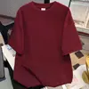 Camiseta de Manga Corta de Algodón 100% Puro de Alta Gama Color Púrpura Uva Pesada para Hombre y Mujer Verano 2025 Tops de Pareja Sueltos y Versátiles