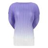 Camiseta de Manga Curta com Cor Degradê para Mulheres 2026 Nova Coleção de Primavera Estilo Simples Solta e Versátil Gola Redonda Curta Plissada para Pessoas Baixas