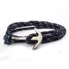 Nuevo Venta Caliente Pirata Azul Marino 3mm Color Cuerda de Nylon Ancla de Barco Pulsera Pareja Hecho a Mano Cuerda Negro Pistola