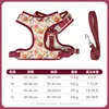 Arnés para mascotas con estampado floral, estilo chaleco para perro, anti-escape, transpirable, reflectante, para perros pequeños y medianos