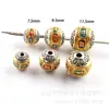 Cuentas Redondas Huecas de Aleación con Goteo de Aceite y Empalme Dorado y Plateado Cuentas para Cuerda DIY Cuentas Barril de Seis Caracteres Cuentas de la Fortuna Cuentas Espaciadoras Accesorios