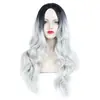 Pelucas europeas y americanas de fibra sintética para mujer de cobertura total con cabello largo, rizado, ondulado y abundante con raya en medio, fabricante mayorista y dropshipping