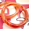 Pulsera de Barra Redonda de Cristal Rosa de Flor de Melocotonero de Hielo Natural Imitación de Jade para Mujer Mismo Pulsera de Jade para Mejor Amiga Accesorios de la Dinastía Han