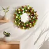 1 Pieza Corona de Flores Artificiales de Mini Margarita de Granja Rural y Hojas de Eucalipto de Colores con Flores de Floración Todo el Año en la Galería Frontal, Colgante de Pared Interior, Decoración del Hogar, Bodas Fiestas Primavera/Verano Otoño/Invierno Decoración Exterior