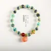 [Gas de durazno completo] corazón de caramelo colorido ágata pulsera tejida hecha a mano diy pulsera con cierre de seguridad de cristal de fresa para mujer
