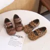 Zapatos Mary Jane de cuero estilo coreano para niñas, colección primavera y otoño 2026, zapatos planos de moda con estampado de leopardo para niños pequeños, zapatos de princesa versátiles para bebés
