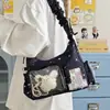 Bolso ita estilo japonés Y2K para mujer, bolso de hombro transparente con retazos de gran capacidad, bolso cruzado dulce para niñas y estudiantes de secundaria