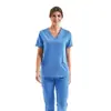 Conjunto de scrub de verão com absorção de umidade para mulheres, conjunto respirável de manga curta e alta elasticidade, para dentistas, salas de cirurgia e estética médica