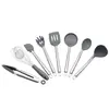 Set de Cocina de Acero Inoxidable y Silicona 8 Piezas No Acero Inoxidable Raspador de Silicona Chancla Pala para Cocinar Cuchara Utensilios de Cocina de Silicona