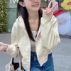 Chaqueta de Estilo Coreano para Primavera y Otoño, Oversize, Estilo Corto, Forrada de Felpa, Sudadera con Capucha Holgada, Cárdigan con Cremallera, Top Versátil