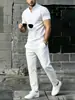 2026 Novo Estilo Americano Outdoor Praia Casual Caimento Solto Versátil High Street Casual Camisa Polo e Calça