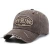Gorra de béisbol casual de verano para mujer con agujero desgastado, moda retro, lavada, con letras bordadas, de copa suave, para combinar con todo, para hombre