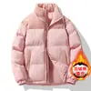 Jaqueta Acolchoada de Marca Tendência para Casal de Inverno, Casaco de Algodão Colorido Quente e Fashion com Gola Alta, Roupa Externa de Algodão Espessa e Forrada com Fleece para Homens