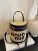 Bolso Cubo Tejido a Mano para Mujer, Versátil Estilo Nuevo, Bolso de Lujo de Alta Gama para Mujer, Bolso Cruzado Cilíndrico de Nicho