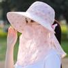 Chapéu de Sol Novo 2025 com Aba Grande Feminino de Verão para Bicicleta com Cobertura Facial Anti-Ultravioleta Chapéu de Sol com Aba Grande Chapéu Fresco para Colheita de Chá