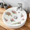 Brup Aplicación Floral Rosa Estilo Francés Lavabo Gabinete de Baño Azulejo Calcomanía Decorativa de Pared Estilo Crema Hs5467C
