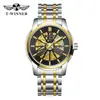 Nuevo Ganador Estilo Europeo y Americano Moda Masculina Casual Hueco Movimiento Mecánico Reloj Mecánico Automático