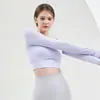 Nuevo Estilo Otoño e Invierno Hermosa Espalda Ropa de Yoga Manga Larga Estilo Europeo y Americano Camiseta Deportiva Corta con Almohadilla en el Pecho Ajustada Transpirable