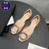 Novos Sapatos de Salto Baixo Femininos Estilo 2026, com Fivela Quadrada Francesa Vazada, Aumento Interno de Altura, Sandálias de Calçar Suaves com Temperamento