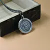 Plata 999 Sólida Amarilla Dios de la Riqueza Colgante Jiyan Redondo Colgante de Marca Zakiram Ping An Naff Accesorios de Collar