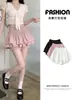 Falda Corta Abullonada Estilo Ballet Francés para Mujer Verano Sentido del Diseño Nicho Fruncida Cintura Alta Adelgazante Antiexposición Falda Botón