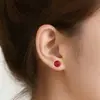 Pendientes de Plata Pura 999 con Cinabrio, Elegantes Pendientes Retro Forma de Frijol Rojo Nuevo Estilo