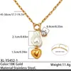 Collar de acero inoxidable con perlas artificiales en forma de corazón transfronterizo, pulsera, pendientes y conjunto de joyería dorados en oro de 18 quilates, acero de titanio que no se decolora
