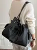 Yuezhi 2026 bolso nuevo de otoño temprano estilo vintage esmerilado, bolso de hombro y cruzado de gran capacidad para el día a día, bolso tote tipo cubo casual
