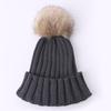 Explosões Transfronteiriças Chapéu Quente de Tricô Infantil Pompons Chapéu de Lã de Inverno para Bebê Listra Reta Chapéu de Bola de Pelo Sintético Imitação de Doce