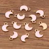 10 Colores 6X10mm Accesorios para Joyería DIY de Aleación KC Oro Esmalte Goteo de Aceite Dijes Colgante de Luna Colgante
