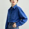 Toma real en stock Otoño/Invierno 2026 Nuevo Azul Klein Camisa Cepillada para Mujer Temperamento Viajes Capa Exterior