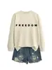 Libertad Amazon Ebay Estación Independiente Casual Simple Mujer Otoño e Invierno Nuevo Sudadera Ropa Interior Cruzada