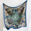 Fabricante Mayorista de Popular Bufanda Cuadrada de Imitación Seda con Estampado Floral 90, Versátil, Clásica, de Sarga, para Cabeza, de Ruiyun Comercio Exterior