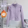 Conjunto de Yoga Forrado de Polar para Mujer, Chaqueta de Cuello Alto con Cremallera Ajustada, Calidez que Mantiene la Temperatura, Conjunto Deportivo para Correr Pilates Otoño Invierno