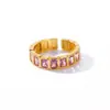 Anillo Abierto Geométrico de Lujo Ligero Europeo y Americano, Colorido Zirconio, Anillo de Personalidad Vintage Exagerado de Gama Alta, Accesorio de Moda