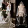 Vestido de noiva para atacado com cauda longa estilo francês, véu de noiva de alta qualidade, véu de renda vintage branco