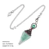 Pêndulo de Cristal Transfronteiriço com Pedra Triturada e Resina, Cor Cobre Vermelho Antigo, Cone Hexagonal de Ponta Única, Acessório de Yoga Meditação, Pêndulo de Frequência Ajustável