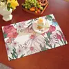 Flor Flor Posavasos Estilo Pastoral Textura Imitación Lino Color Brillante Manteles Individuales Ratón Blanco Decoración del Hogar Tela para el Hogar