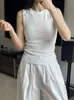 Nova Coleção de Primavera Estilo Coreano Simples Amigável à Pele Colete Emagrecedor Estilo Básico Top Básico sem Mangas Nadador para Mulheres