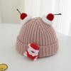 Gorro Navideño Lindo de Invierno Gorro de Lana para Niños Color Sólido Cálido Gorro de Punto para Bebés de 2 a 7 Años Exportación