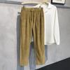 Pantalones de pana de otoño e invierno para hombre, pantalones de pierna ancha rectos sueltos casuales con colgante moderno