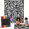 Manta multifuncional, dibujada a mano, en blanco y negro, para uso doméstico, adecuada para siestas, venta al por mayor, con dibujos lineales, diseños casuales, DIY y creativos