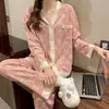 Nueva colección primavera y otoño 2027: conjunto de pijama de manga larga para mujer, moderno y elegante, ropa de estar cómoda y holgada